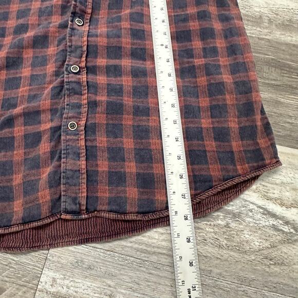 Carbon2Cobalt Red Gray Mens M Relaxed Fit Textured Plaid Rugged Button Up Shirt‎ - Picture 7 of 9